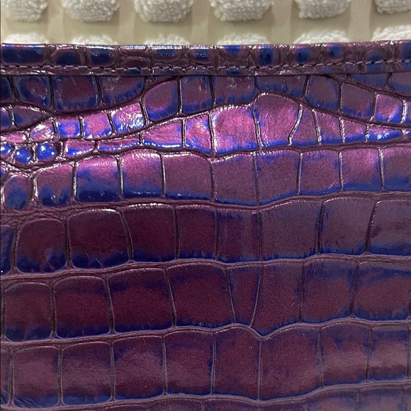 Brahmin Lorelei Purple Acro Iridescent Purple Croc-Embossed Shoulder Bag